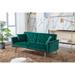 Green Living Room Convertible Folding Futon Sofa Bed with Velvet Nailhead Trim Adjustable Backrest Accent Recliner Settee