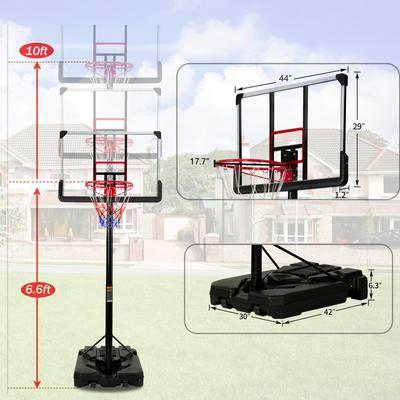 6.6-10 ft. Adjustable Height Portable Basketball Hoop Basketball System with Basketball Hoop LED Lights