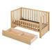 Toddler Bed Crib with Guardrail & Drawers & 3 Height Options