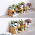 Walmeck Countertop Bamboo Flora Shelf Bamboo Flower Pot Stand Balcony Flower Rack Cabinet Organizer Multi-Function DIY Desktop Storage Rack for Living Room Bedroom Kids Room