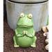 Tall Lilypad Wishes Ceramic Whimsical Meditating Yoga Green Frog Home Garden Statue Praying Frogs Decorative Sculpture Accent