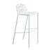 LeisureMod Devon Modern Outdoor Bar Stool with Powder Coated Aluminum Frame and Footrest (White)