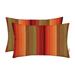 Set of 2 Indoor Outdoor Decorative Rectangle Lumbar Throw Pillows Made of Sunbrella Astoria Sunset (20 x 12 )