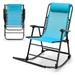 CintBllTer Foldable Rocking Chair Lounge Rocker with Headrest Outdoor Portable Rocker for Porch Garden Poolside and Backyard Blue