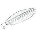 Fish Grill Basket with Hook Non-stick Mesh Grilled Fish Barbecue Clip Net Outdoor Barbecue Tool (Silver 44x15cm)