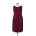 Talbots Casual Dress - Sheath Scoop Neck Sleeveless: Burgundy Print Dresses - Women's Size 10 Petite