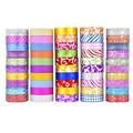 DIY paper tape 50Pcs Fashion Paper Tape Delicate Label Sticker Stylish Diary Hand Account Washi Paper Tape Beautiful Printed Paper Tape for Book Daily (Assorted Color)