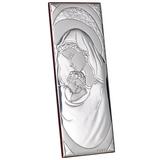 talian Sterling Silver Madonna and Child Communion Icon On Cherry-wood Back