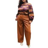 Plus Size Women's Faux Leather Wide Leg Pant by ELOQUII in Argan Oil (Size 18)