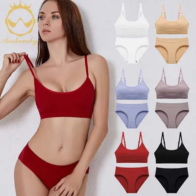 ACELANDY-Ensemble soutien-gorge push up sans couture pour femme sous-vêtements de fitness sexy