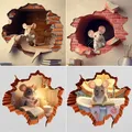 M735 Cute Mouse Hole Wall Sticker Mouse Reading Book in Wall Hole decal Mouse Hole Sticker Mouse