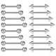 16pcs 14G Stainless Steel Nipple Rings Tongue Rings Straight Barbell Bars Piercing 12mm 14mm 16mm