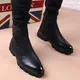 italian brand designer mens leisure cowboy boots natural leather platform shoes black autumn winter