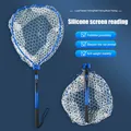 Foldable Fish Landing Net Rubber Mesh 8MM Mesh Fly Fishing Net with Aluminum Handle Scoop Net 30CM