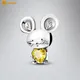 Volayer 925 Sterling Silver Bead Large Yellow Ear Mouse Charm fit Original Pandora Bracelets for