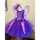 Mädchen Lila Schmetterling Blume Tutu Kleid Kinder Glitter Tüll Kleid Ballkleid mit Flügel Kinder