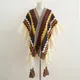 Frauen ethnischen Stil Poncho Umhänge Damen Mode Streifen bunt gestrickt übergroßen Poncho Wrap