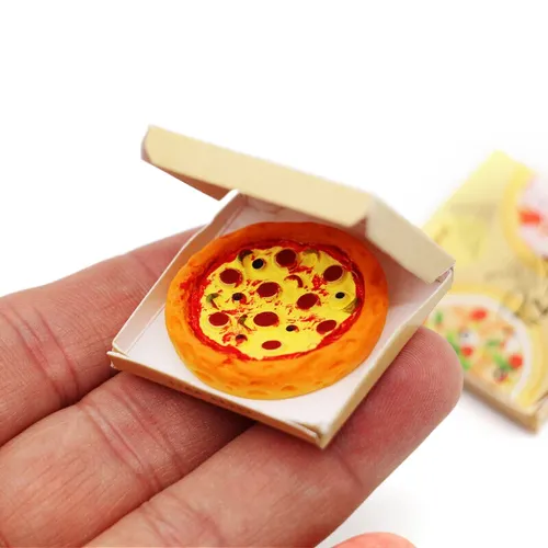 1set antike Puppenhaus Miniatur Pizza mit Packbox Modell Küche Lebensmittel zubehör für Puppenhaus