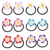 NUOLUX 12PCS Hawaiian Plumeria Hairbands Elastic Hair Rope Bands Hair Ties for Women Kids