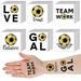 WILLBOND 120 Pcs Football Temporary Tattoos for Team Soccer Face Tattoos Football Team Gift Sports Waterproof Body Stickers Gold Tattoo for Soccer Fans Team Party Favor Supplies 6 Styles