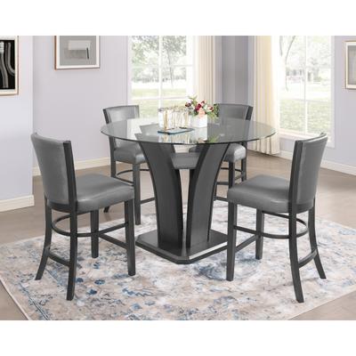 Janna Gray Modern Glass Round Counter Height Set