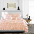 Twin/Twin XL Size Egyptian Cotton 1000 Thread Count Duvet Cover Multi Ruffle Ultra Soft & Breathable 3 Piece Luxury Soft Wrinkle Free Cooling Sheet (1 Duvet Cover with 2 Pillowcases Peach)