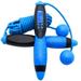 Electronic Counting Jump Rope Skipping Rope Fitness Workout Weight Bearing Sports Accessories for Gym Training Game (Black + Blue)