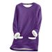 Lovskoo Long Johns Thermal Underwear for Women Fleece Lined Cold Weather Round Neck Printed Thickened Warm Long Sleeve Base Layer Top Purple