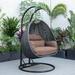 Maykoosh Asian Fusion Charcoal Wicker Hanging 2 person Egg Swing Chair