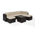 Maykoosh African Artistry 8Pc Outdoor Wicker Sectional Set Sand/Brown - Coffee Sectional Table 3 Center Chairs 2 Corner Chairs & 2 Ottomans