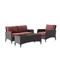 Maykoosh Timeless Tradition 3Pc Outdoor Wicker Conversation Set Sangria/Brown - Loveseat Arm Chair & Coffee Table
