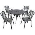 Maykoosh Rustic Recluse 46 5Pc Outdoor Dining Set Black - 46 Table & 4 High Back Armchairs