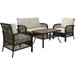 Maykoosh Art Nouveau Allure 4Pc Outdoor Wicker Conversation Set Sand/Driftwood - Loveseat Coffee Table & 2 Arm Chairs