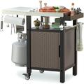 Only Fire Pizza Oven Cart Outdoor Grill Rolling Cart with Storage Cabinet 35 LÃ—22 WÃ—36 H & Stainless