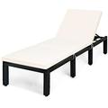 Outdoor Chaise Lounge Chair Adjustable Rattan Recliner Chair White