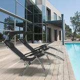 Ktaxon Steel Mesh Zero Gravity Reclining Lounge Patio Chair with Head Canopy and Tray Black