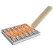 HOTBEST Hot Dog Roller Stainless Steel Sausage Roller Rack with Long Wooden Handle BBQ Hot Dog Griller