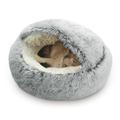 Zedker Cat Dog Bed Round Soft Burrowing Cave Hooded Cat Bed Donut for Dogs & Cats Faux Fur Cuddler Round Comfortable Self Warming pet Bed Machine Washable Waterproof Bottom Small 27 Inch On Sale