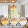 20 Inch Bladeless Ceiling Fan with Light Rattan Ceiling Fan with Remote Mini Modern Boho Enclosed Fan with Bamboo Wicker Woven Caged Dimmable LED for Indoor Bedroom Living Dining Room