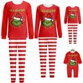 Grinch Green Monster Matching Family Family Print Sleepwear Adult Kid Family Pet Clothes Family Matching (Father 5XL)