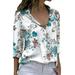 Blouse Women Long Sleeve Female Long Sleeve Shirts Women s Floral Printed Shirts Tops Long Sleeve Lapel Button Down Blouse Summer Casual Fitted Button down Shirt Women Sleeveless Medium Women Shirts