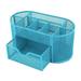 9-Compartment Metal Mesh Pencil Holder Desk Organizer Pen Storage - Sky Blue