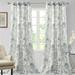 Fashnice Voile Window Curtain Semi Sheer Curtains Light Filtering Linen Textured Grommet Luxury Treatments Floral Print Home Decor Blue 52 x 108 in