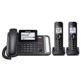 Panasonic KX-TG9582B 3 Handsets DECT 6.0 Corded/Cordless Phone|2-Line|Link2Cell|Expandable Up-To 12 Handsets|Black