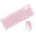 Mytrix Sakura Cherry Pink Wireless Keyboard And Mouse Set Combo Retro Type-Writer Keys Silent 96-Key cherry Keyboard for Home and Office - 2.4GHz USB A Receiver