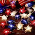 RBCKVXZ Home Decor Independence Day String Lights Decorations Rattan Stars Patriotic Lights Battery Operated LED String Lights Outdoor Light For Memorial Day Home Essentials