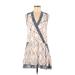 Charles Henry Casual Dress - Mini V Neck Sleeveless: Gray Dresses - Women's Size 8
