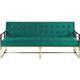 Retro Style Sofa Bed Gold Metal Frame Tufted Velvet Upholstery Green Marstal - Gold