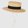GUCCI Straw Boater Hat, Size L
