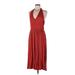 Shein Casual Dress - Midi V Neck Sleeveless: Red Print Dresses - Women's Size Medium